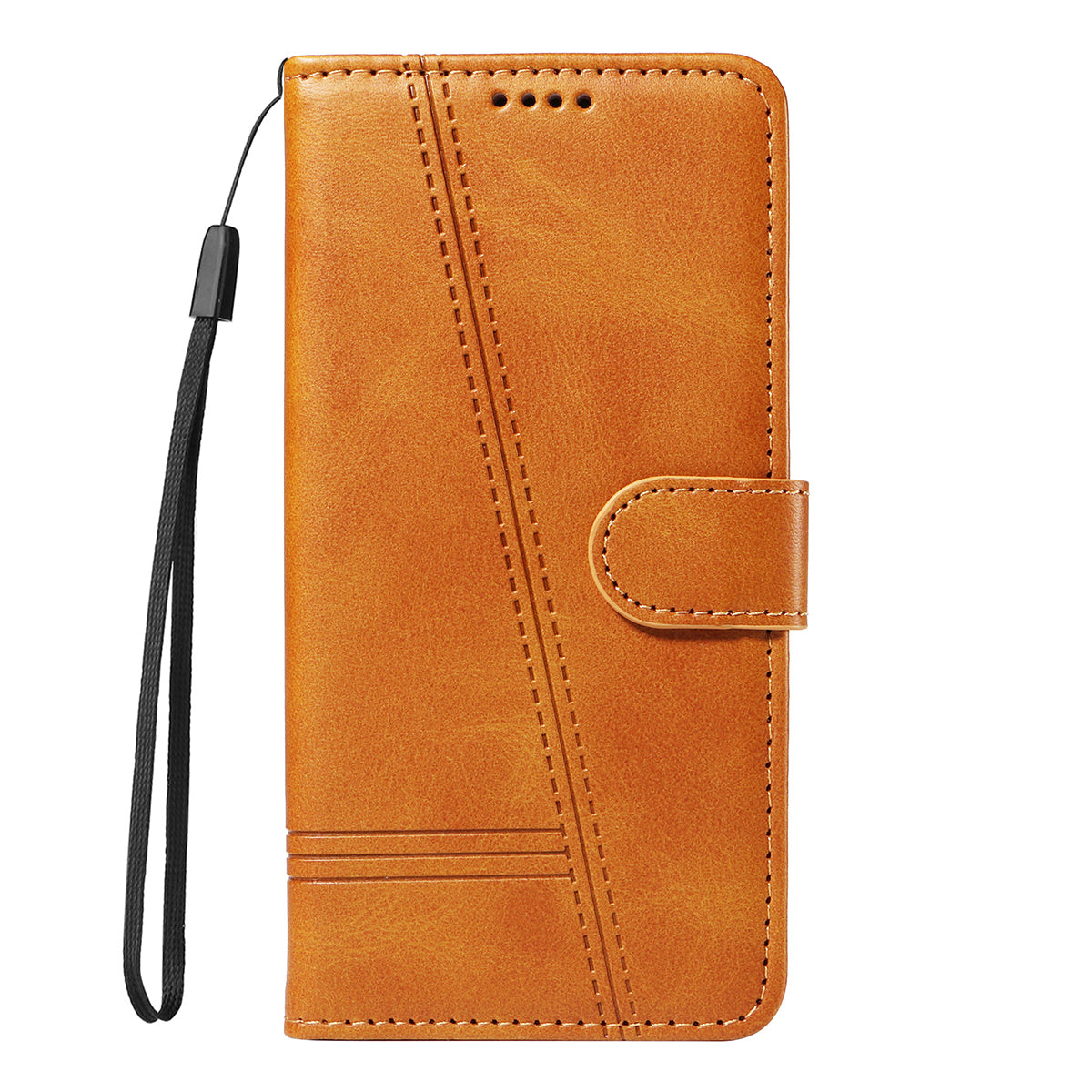 For iPhone 17 Pro Max Wallet Case T-Shape Lines Leather Phone Cover Stand - Brown