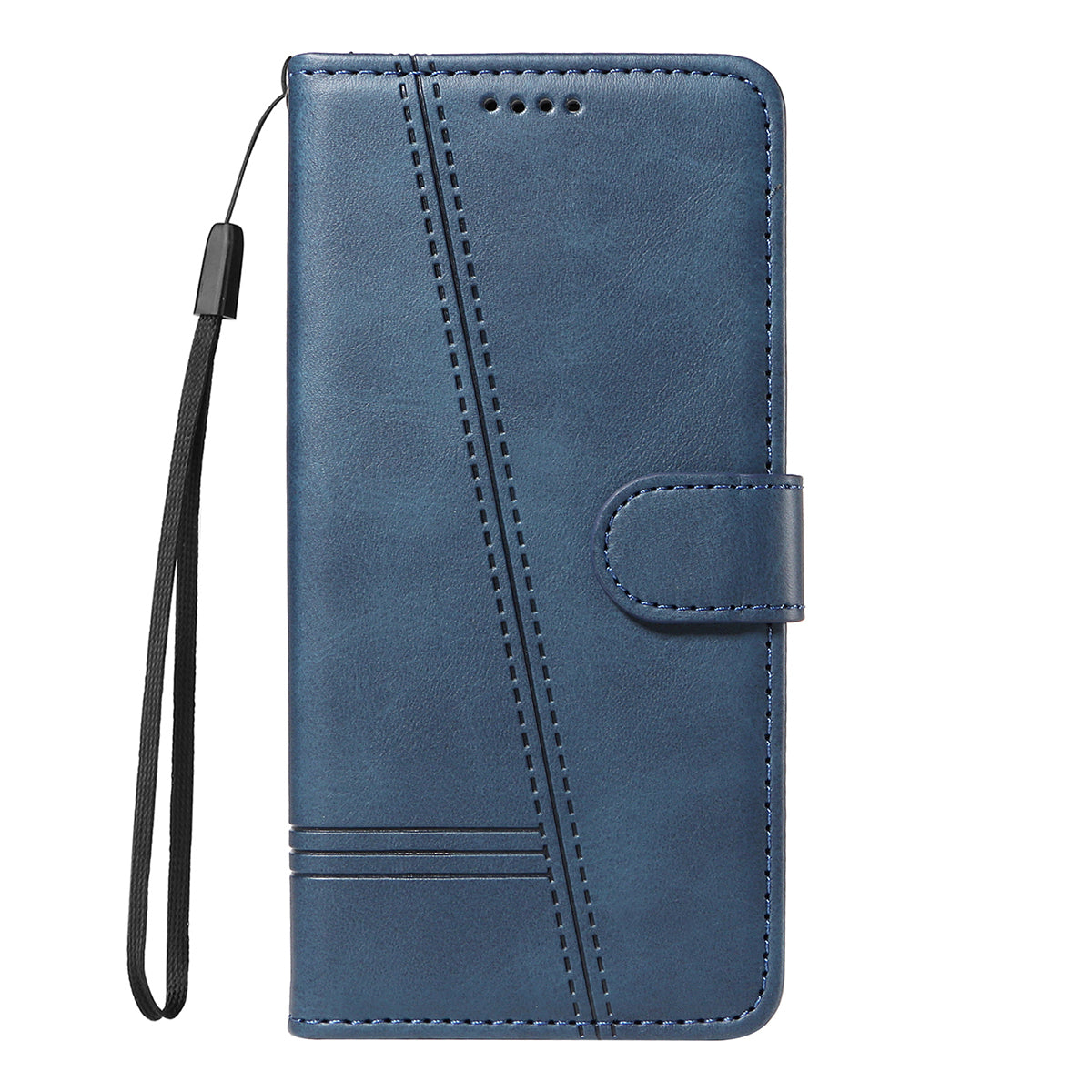 For iPhone 17 Pro Max Wallet Case T-Shape Lines Leather Phone Cover Stand - Blue