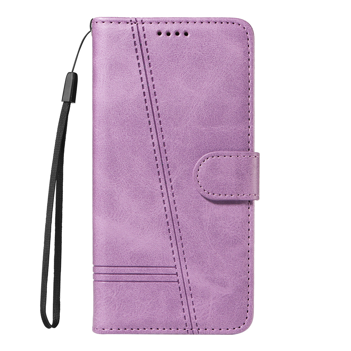 For iPhone 17 Pro Max Wallet Case T-Shape Lines Leather Phone Cover Stand - Light Purple