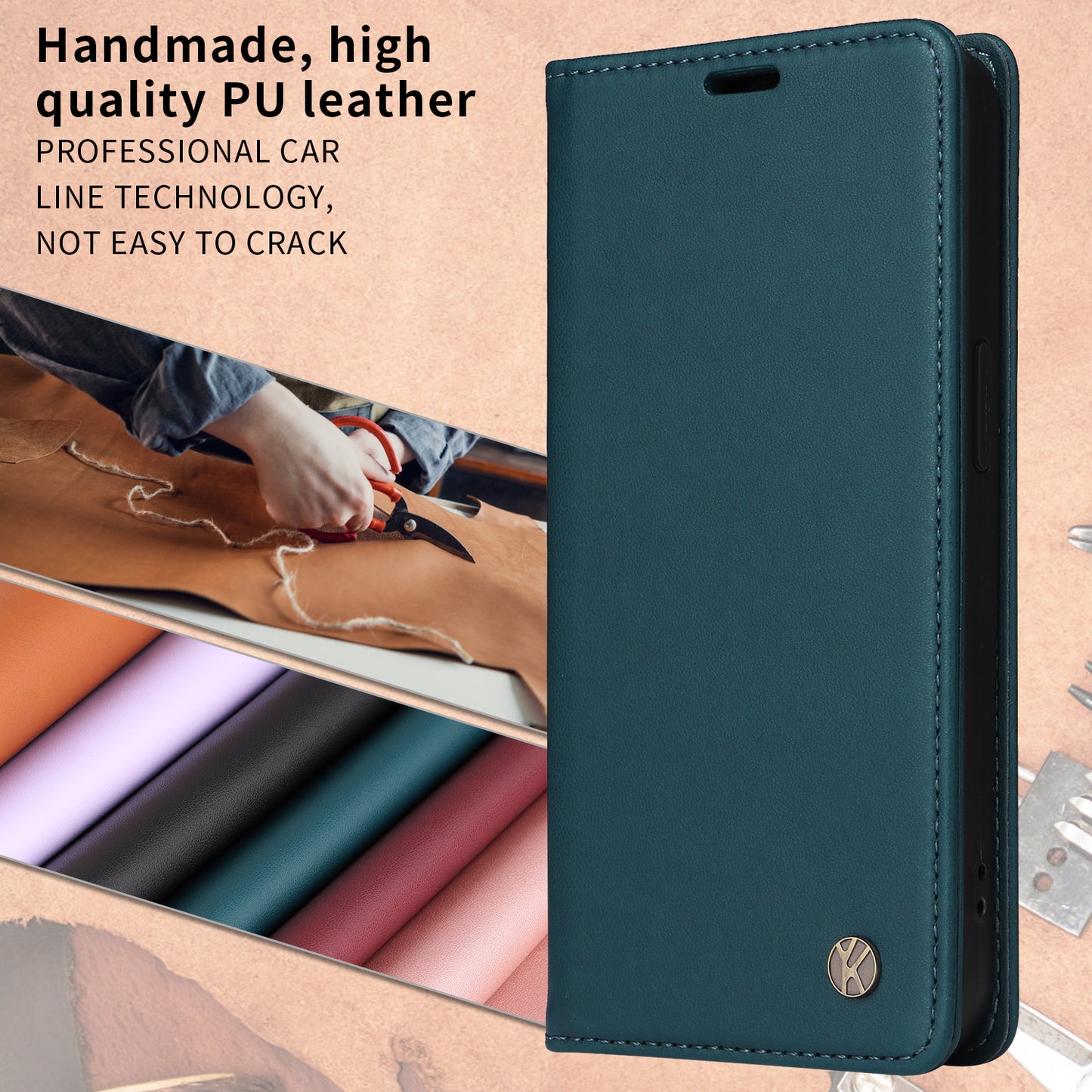 For Oppo Reno14 Pro 5G (China) / Oppo Reno14 Pro 5G (Global) Phone Cases YIKATU Magnetic Closure PU Leather Mobile Cover - Green