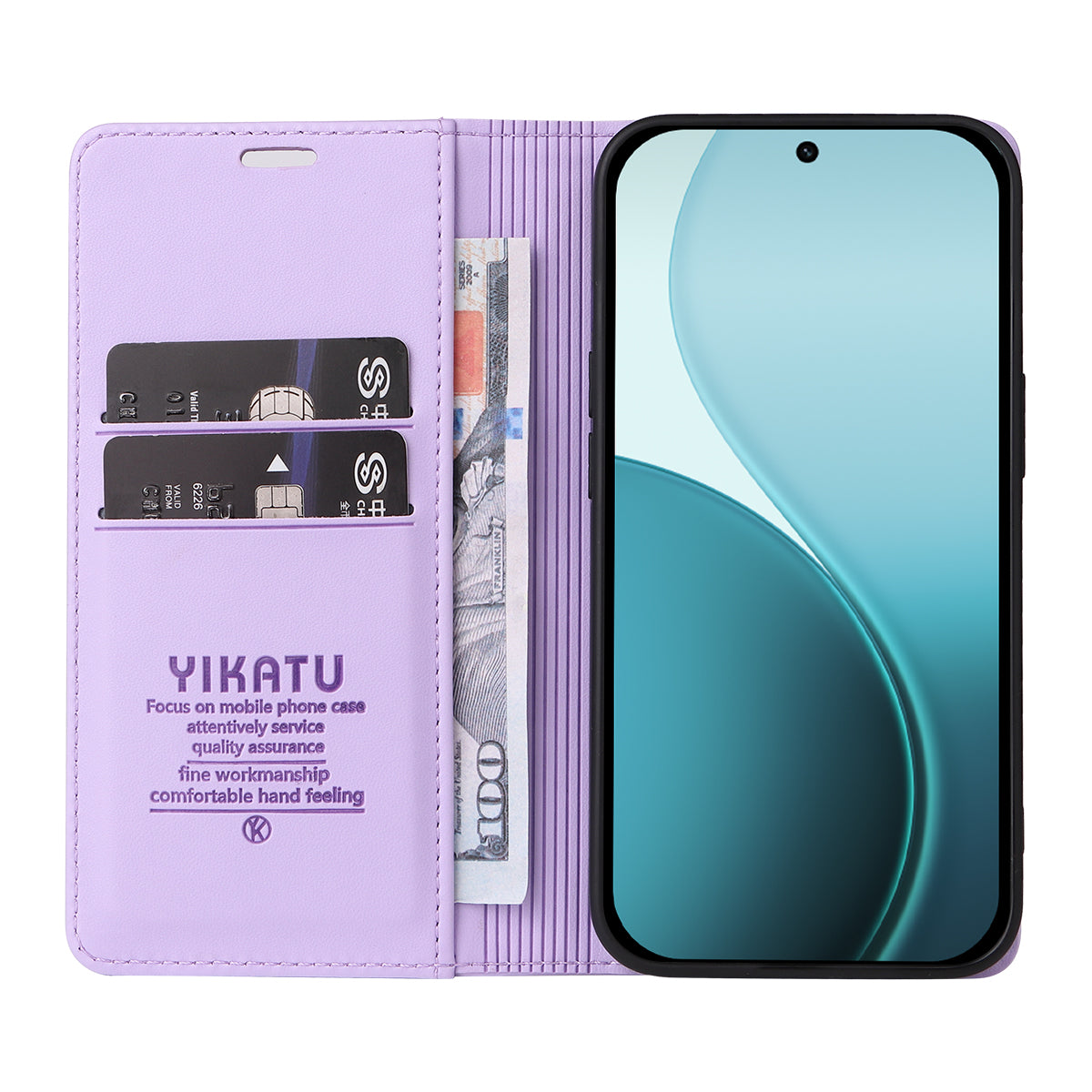 For Oppo Reno14 Pro 5G (China) / Oppo Reno14 Pro 5G (Global) Phone Cases YIKATU Magnetic Closure PU Leather Mobile Cover - Light Purple