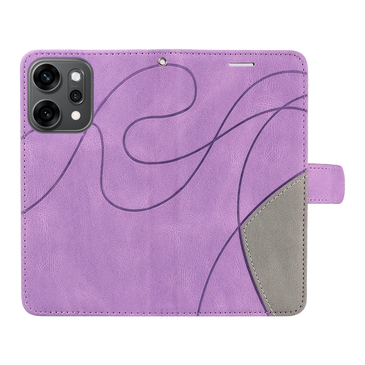 For Oppo Reno14 Pro 5G (China) / Oppo Reno14 Pro 5G (Global) Leather Phone Case Stand Wallet with Bi-colour Splicing Design - Purple