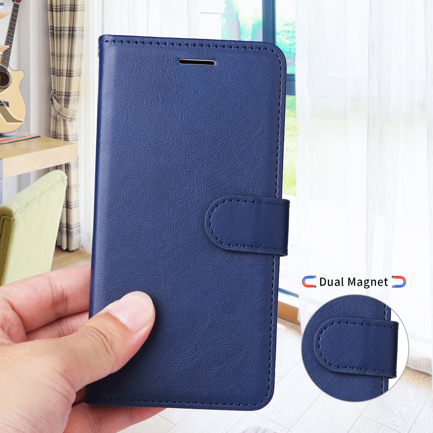 For Oppo Reno14 Pro 5G (China) / Oppo Reno14 Pro 5G (Global) Leather Wallet Case with Strap Solid Color Phone Stand Cover - Blue