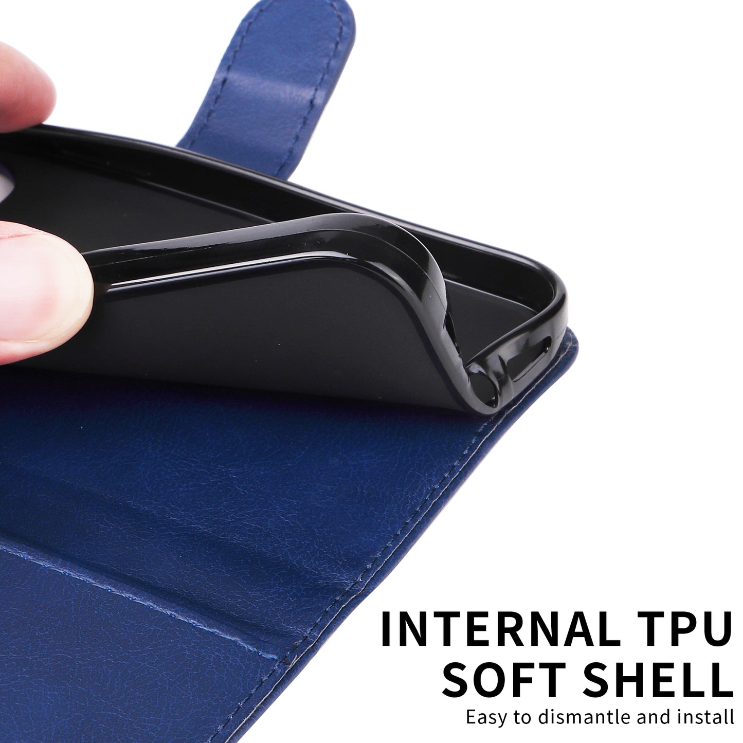 For Oppo Reno14 Pro 5G (China) / Oppo Reno14 Pro 5G (Global) Leather Wallet Case with Strap Solid Color Phone Stand Cover - Blue