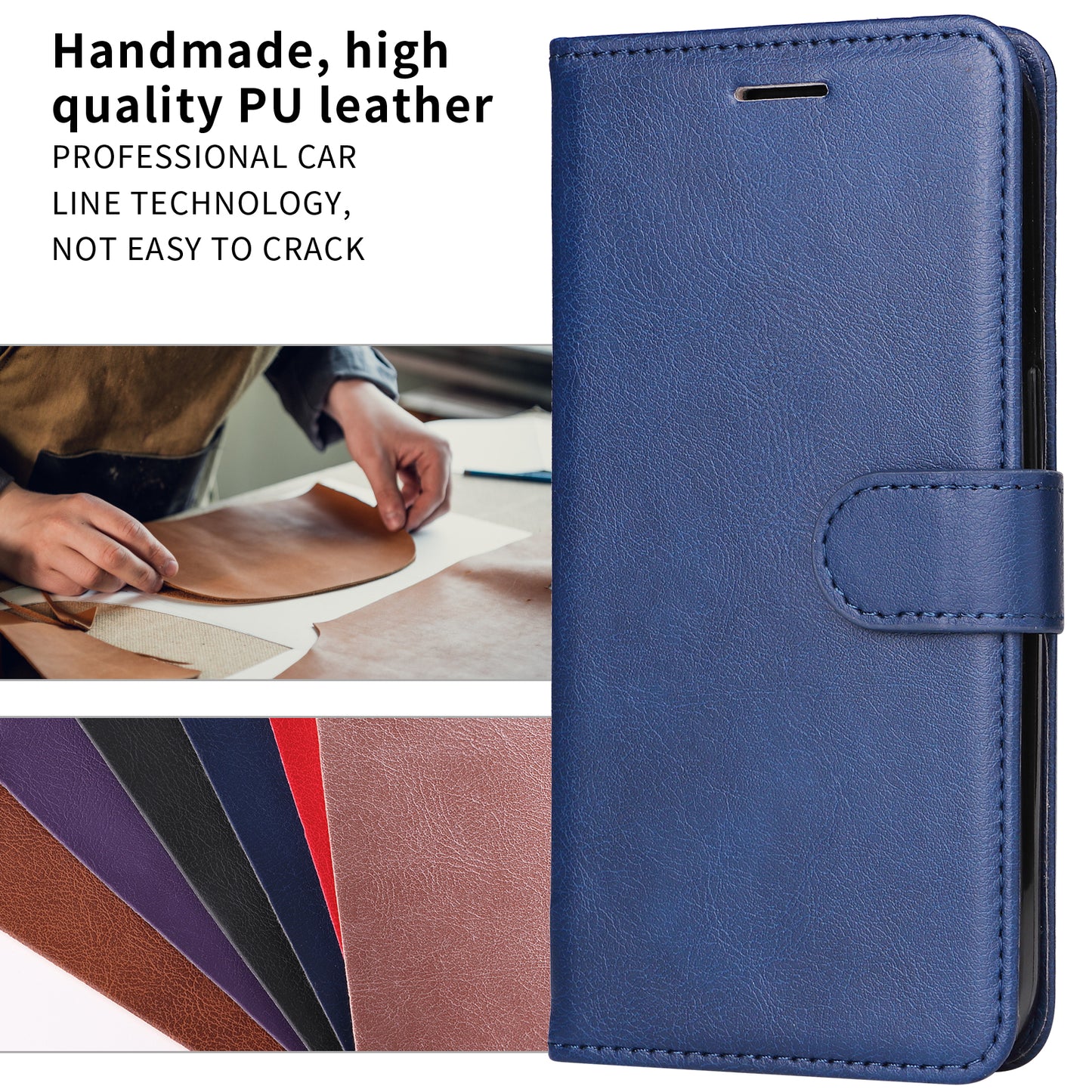 For Oppo Reno14 Pro 5G (China) / Oppo Reno14 Pro 5G (Global) Leather Wallet Case with Strap Solid Color Phone Stand Cover - Blue