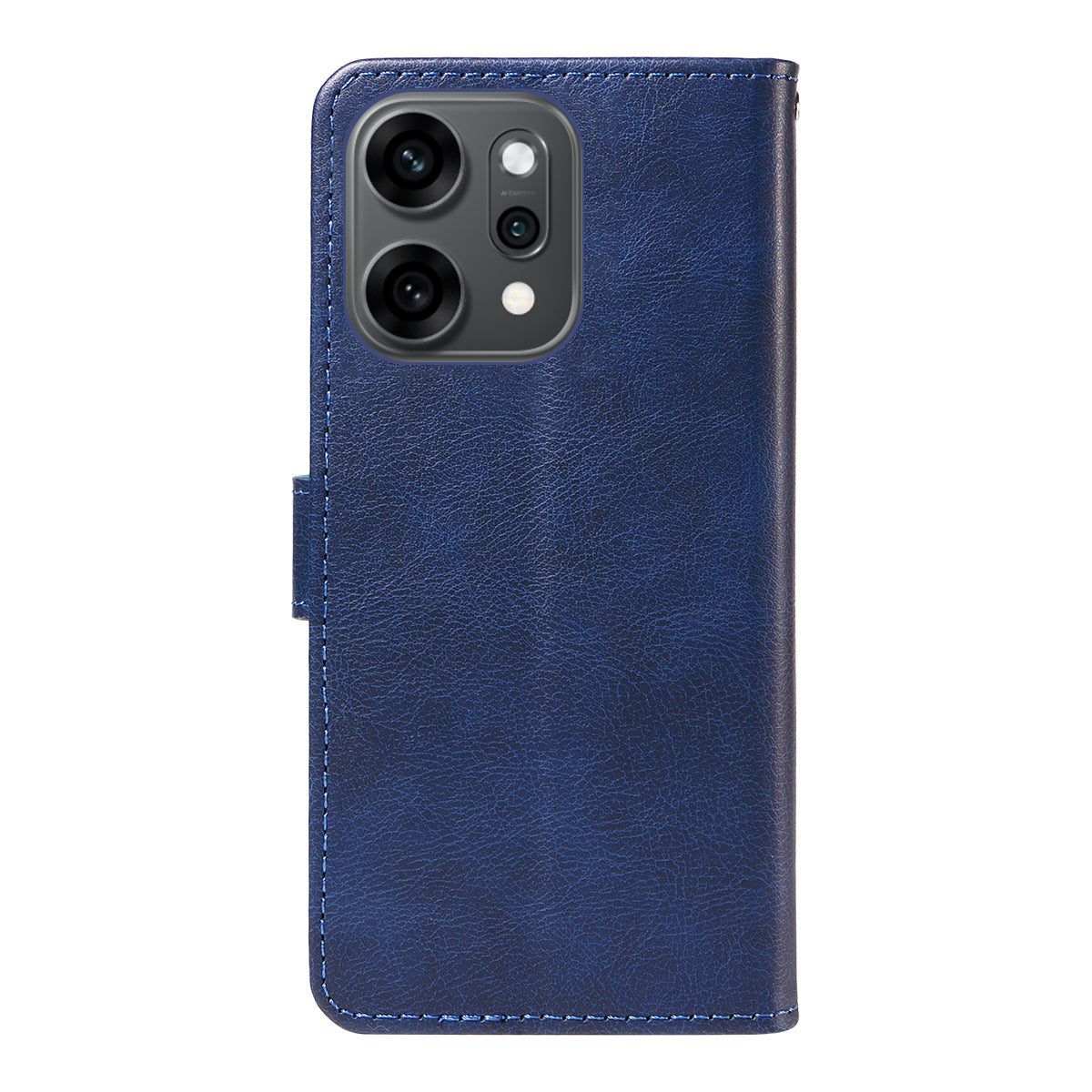 For Oppo Reno14 Pro 5G (China) / Oppo Reno14 Pro 5G (Global) Leather Wallet Case with Strap Solid Color Phone Stand Cover - Blue