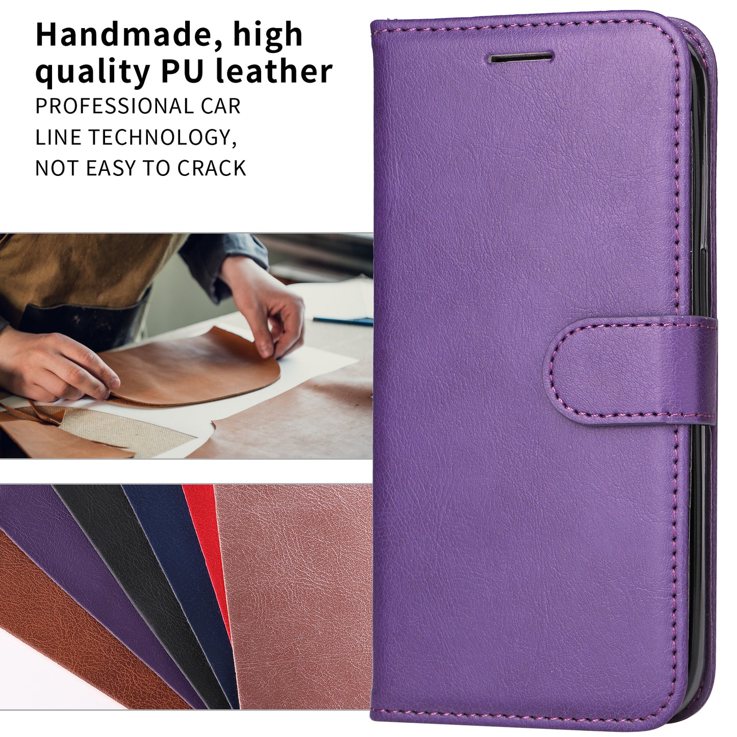 For Oppo Reno14 Pro 5G (China) / Oppo Reno14 Pro 5G (Global) Leather Wallet Case with Strap Solid Color Phone Stand Cover - Purple