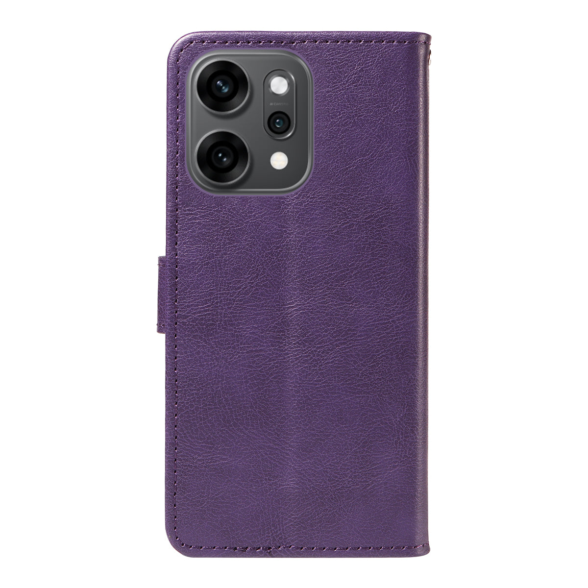 For Oppo Reno14 Pro 5G (China) / Oppo Reno14 Pro 5G (Global) Leather Wallet Case with Strap Solid Color Phone Stand Cover - Purple