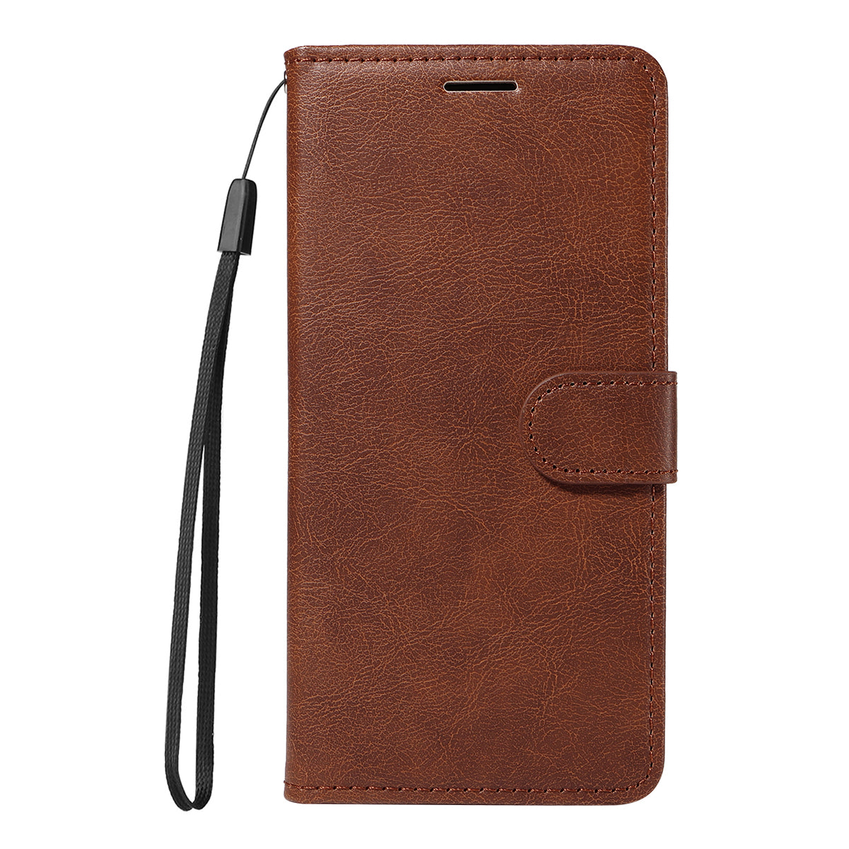 For Oppo Reno14 Pro 5G (China) / Oppo Reno14 Pro 5G (Global) Leather Wallet Case with Strap Solid Color Phone Stand Cover - Brown