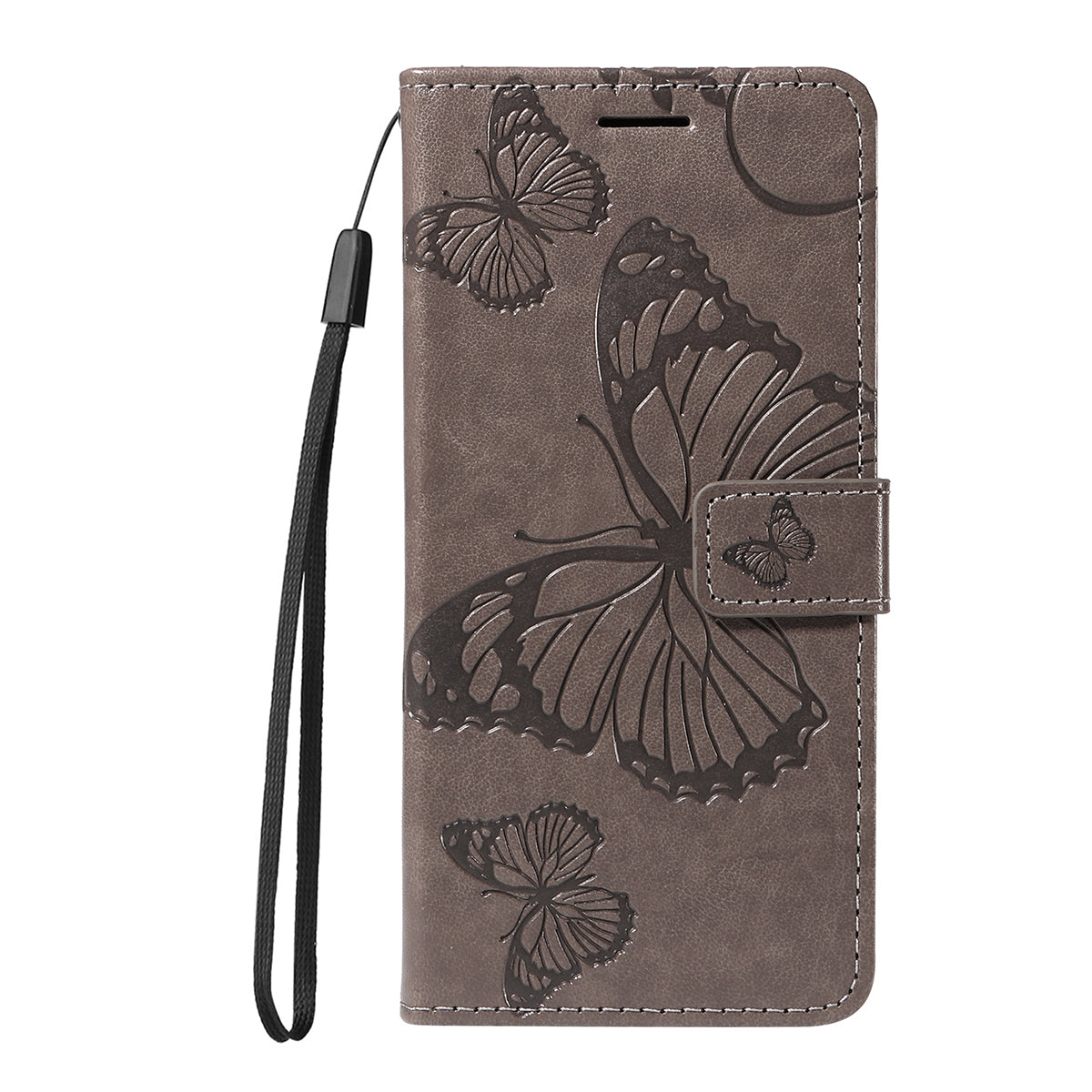 For Oppo Reno14 Pro 5G (China) / Oppo Reno14 Pro 5G (Global) Wallet Case Floral Butterfly Imprinted Leather Phone Cover Stand - Grey