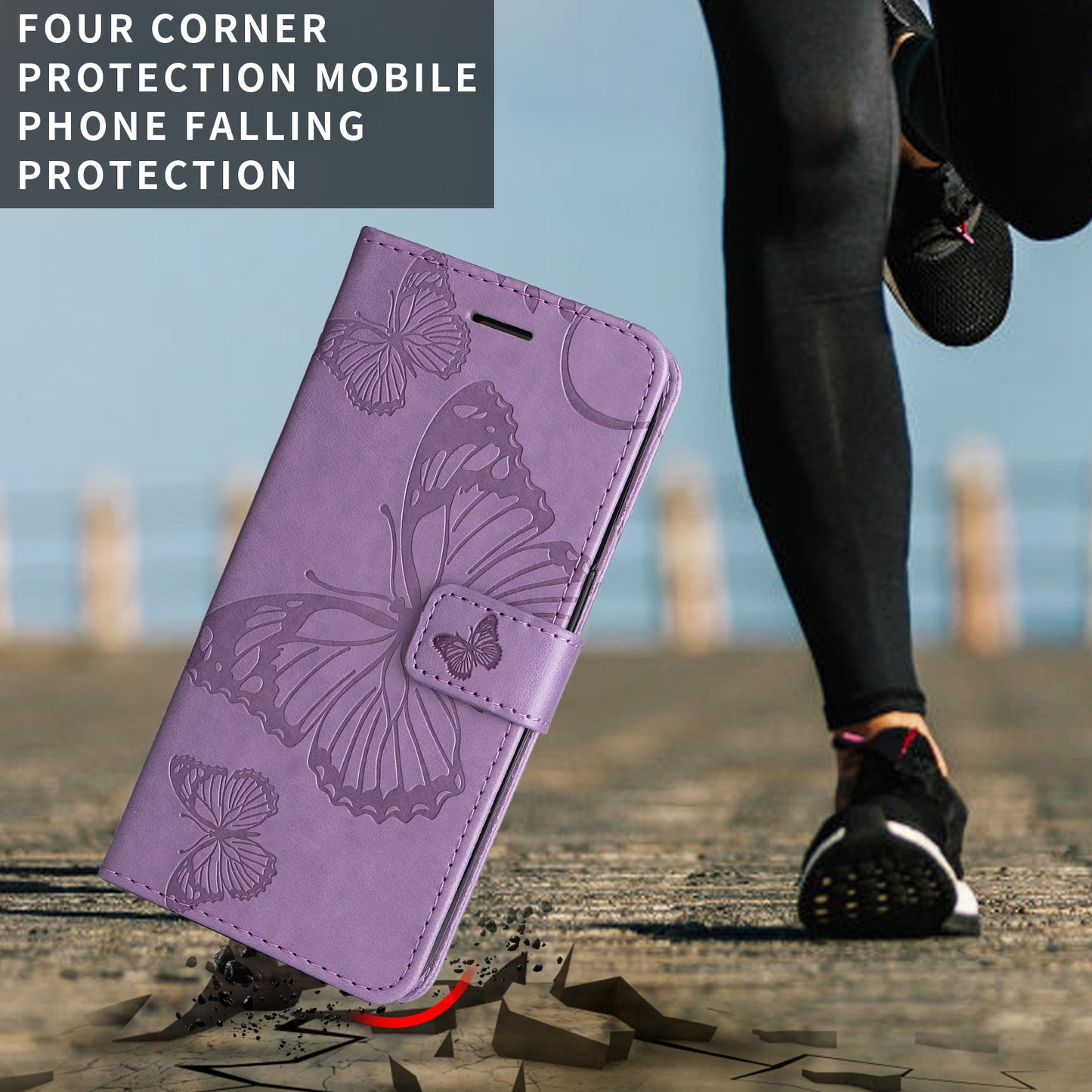 For Oppo Reno14 Pro 5G (China) / Oppo Reno14 Pro 5G (Global) Wallet Case Floral Butterfly Imprinted Leather Phone Cover Stand - Light Purple