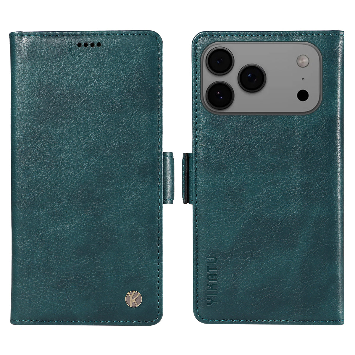 For iPhone 17 Pro Max Case YIKATU YK-007 Litchi Texture PU Leather Wallet Phone Cover - Blue