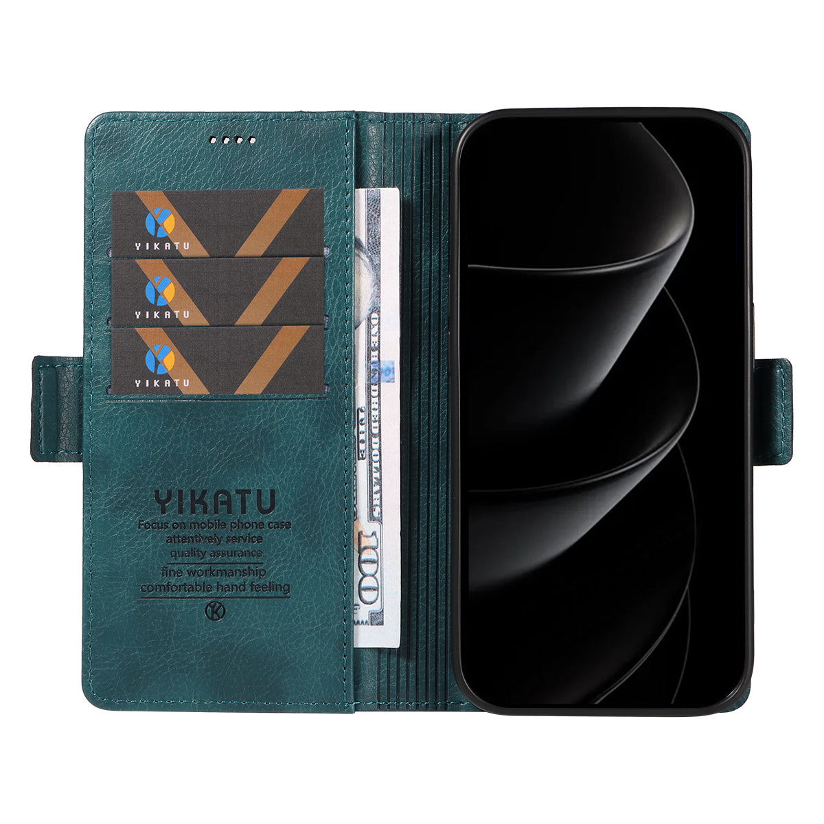 For iPhone 17 Pro Max Case YIKATU YK-007 Litchi Texture PU Leather Wallet Phone Cover - Blue