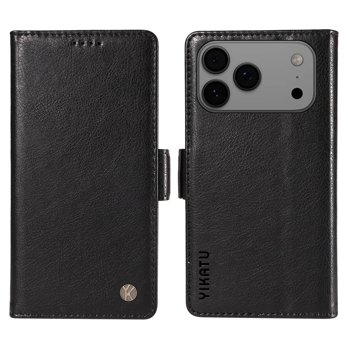 For iPhone 17 Pro Max Case YIKATU YK-007 Litchi Texture PU Leather Wallet Phone Cover - Black