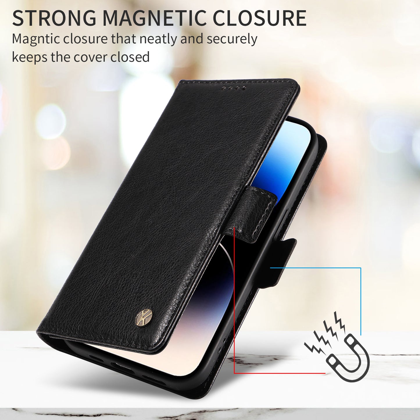 For iPhone 17 Pro Max Case YIKATU YK-007 Litchi Texture PU Leather Wallet Phone Cover - Black