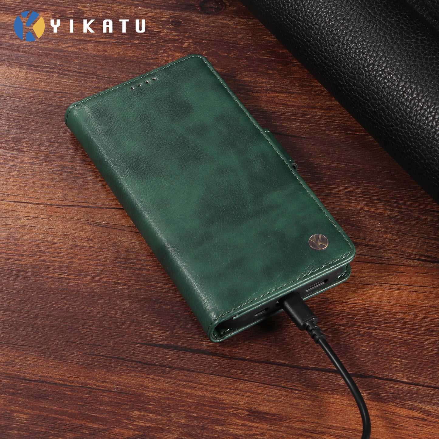 For iPhone 17 Pro Max Case YIKATU YK-007 Litchi Texture PU Leather Wallet Phone Cover - Green