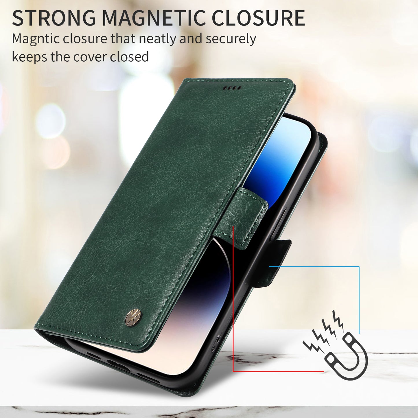 For iPhone 17 Pro Max Case YIKATU YK-007 Litchi Texture PU Leather Wallet Phone Cover - Green