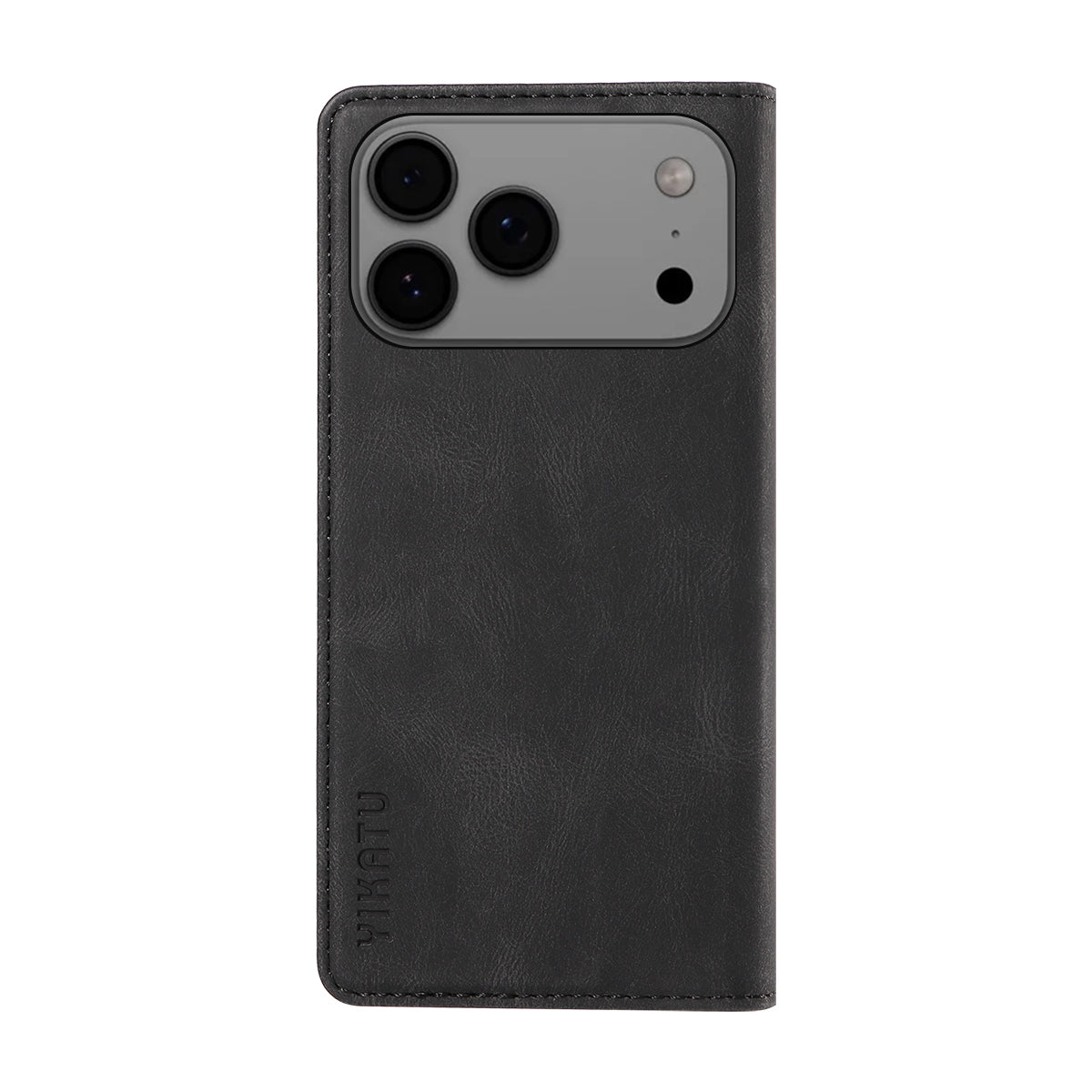 For iPhone 17 Pro Max Leather Cover YIKATU YK-004 Skin-Touch Wallet Phone Cases - Black