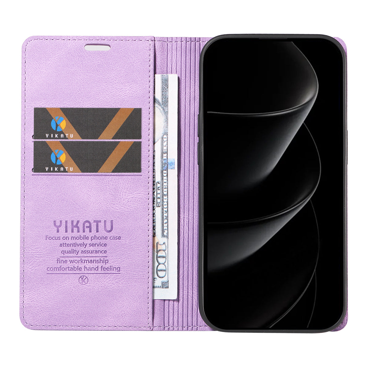 For iPhone 17 Pro Max Leather Cover YIKATU YK-004 Skin-Touch Wallet Phone Cases - Purple
