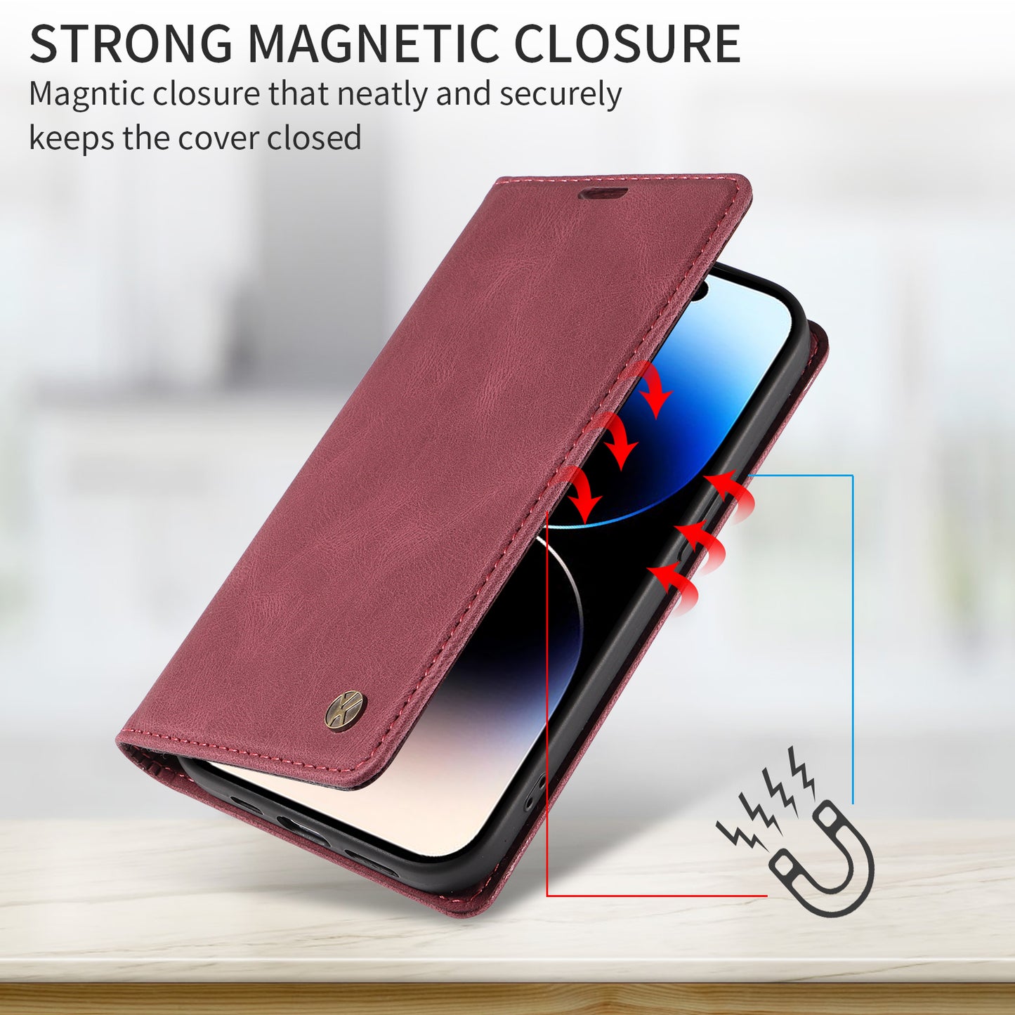 For iPhone 17 Pro Max Leather Cover YIKATU YK-004 Skin-Touch Wallet Phone Cases - Wine Red