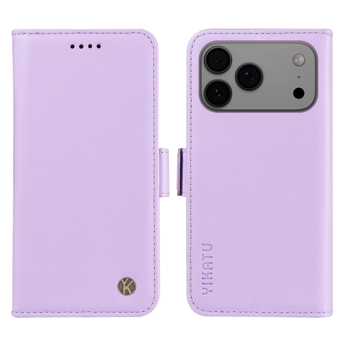 For iPhone 17 Pro Max Wallet Phone Case YIKATU YK-003 Leather Stand Cover - Light Purple