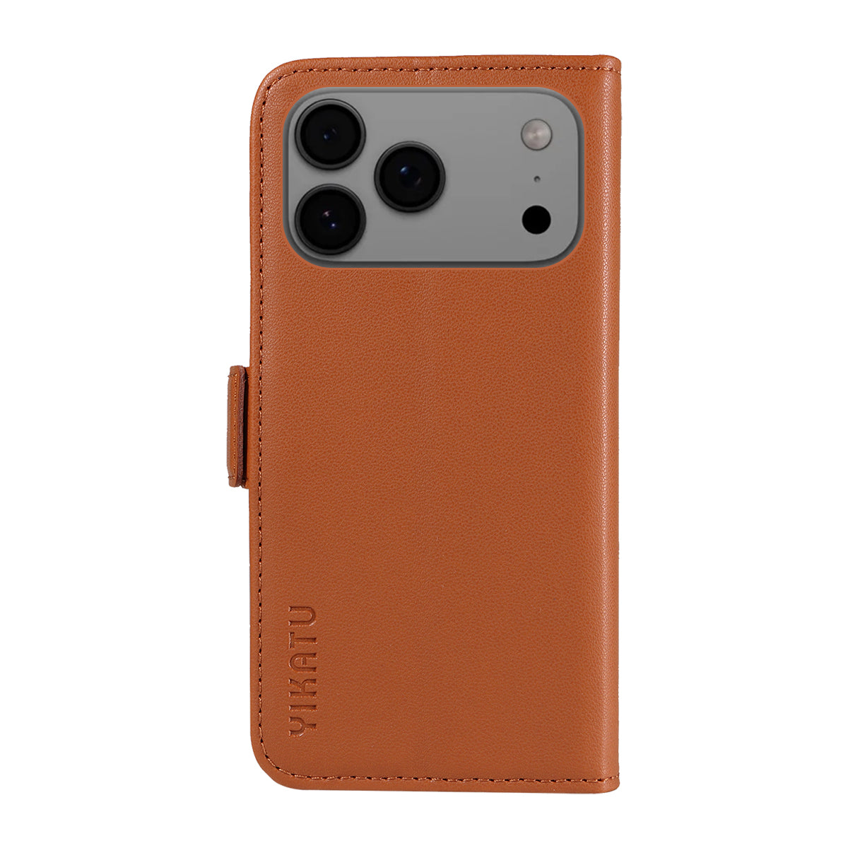 For iPhone 17 Pro Max Wallet Phone Case YIKATU YK-003 Leather Stand Cover - Brown