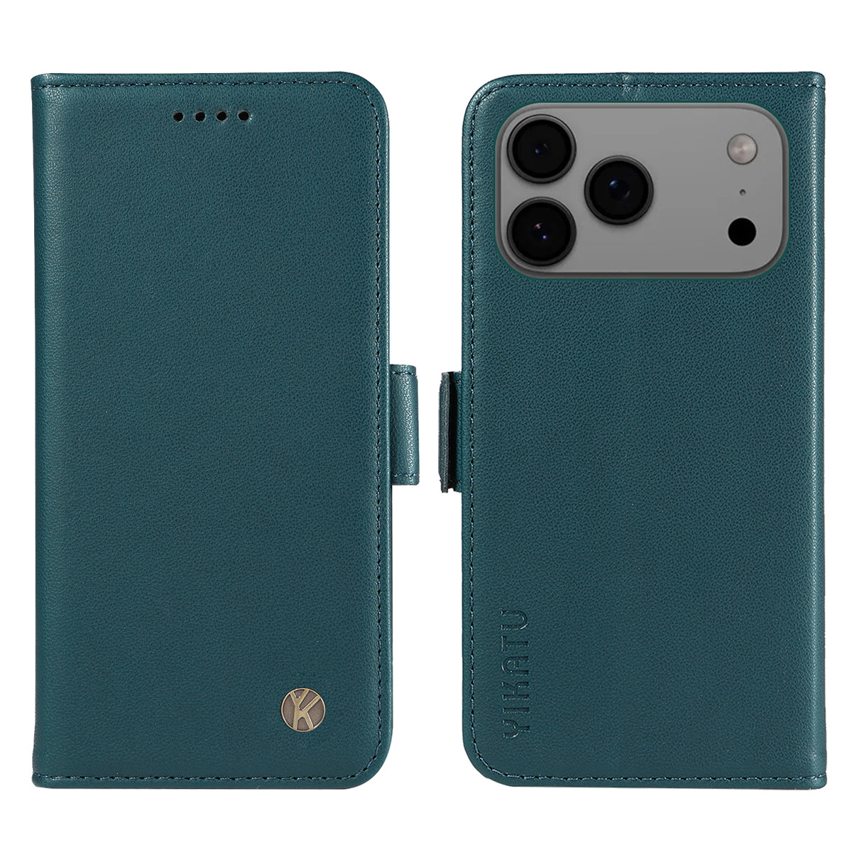 For iPhone 17 Pro Max Wallet Phone Case YIKATU YK-003 Leather Stand Cover - Green