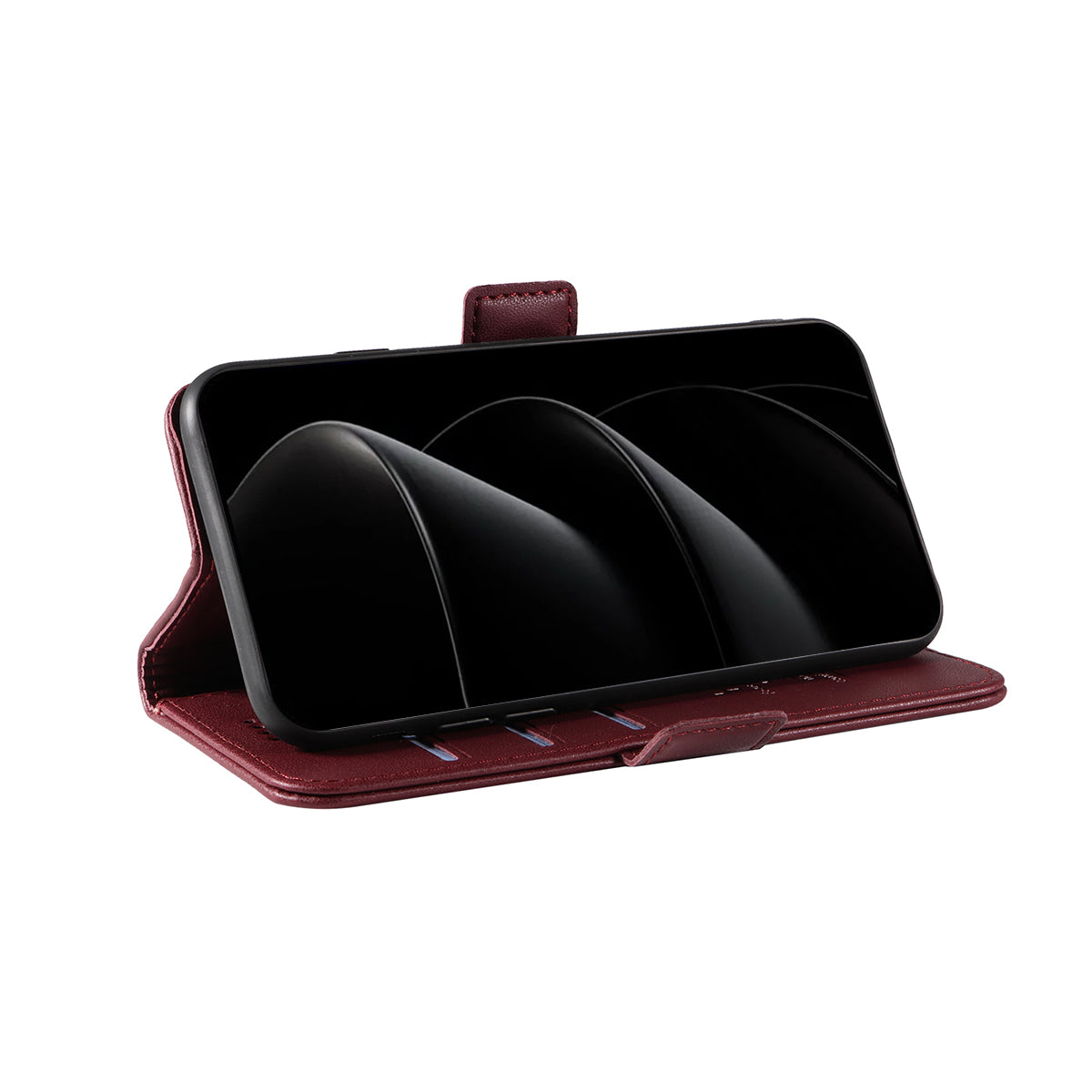 For iPhone 17 Pro Max Wallet Phone Case YIKATU YK-003 Leather Stand Cover - Wine Red