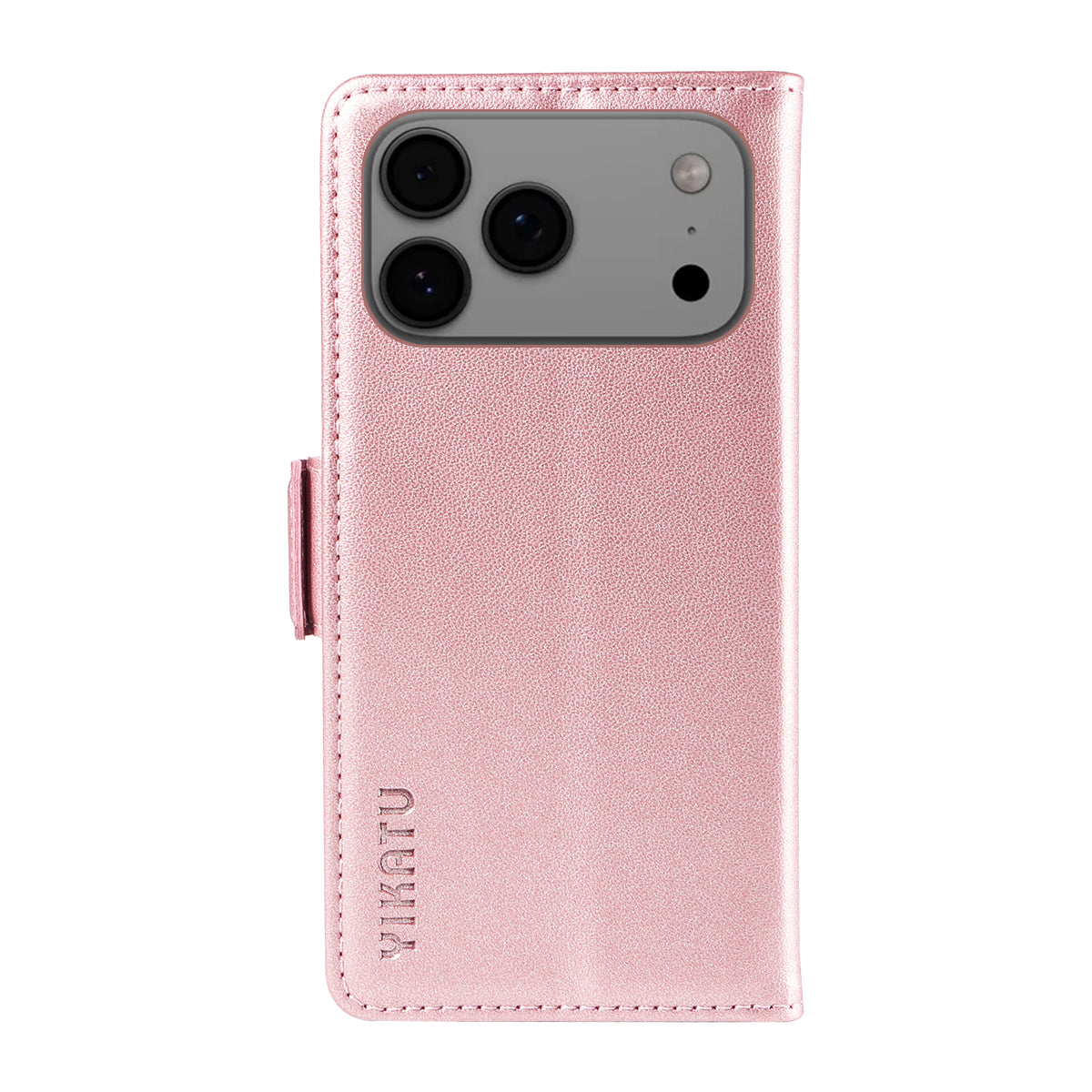 For iPhone 17 Pro Max Wallet Phone Case YIKATU YK-003 Leather Stand Cover - Rose Gold