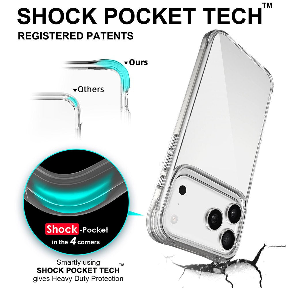 For iPhone 17 Pro Max Case PC + TPU Dropproof Transparent Phone Cover