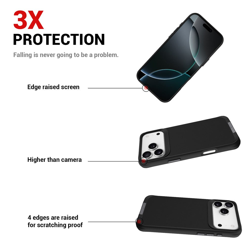 For iPhone 17 Pro Max Magnetic Case PC + TPU Phone Cover with Hidden Kickstand - Black