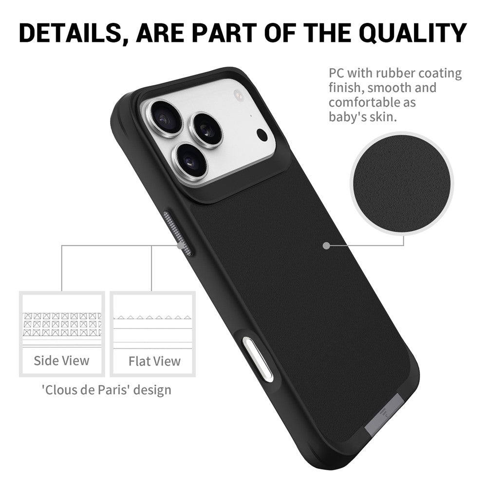 For iPhone 17 Pro Max Magnetic Case PC + TPU Phone Cover with Hidden Kickstand - Black