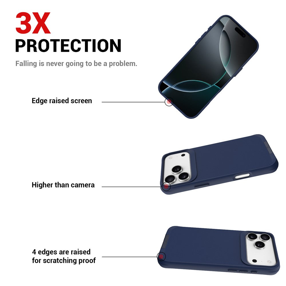 For iPhone 17 Pro Max Magnetic Case PC + TPU Phone Cover with Hidden Kickstand - Blue