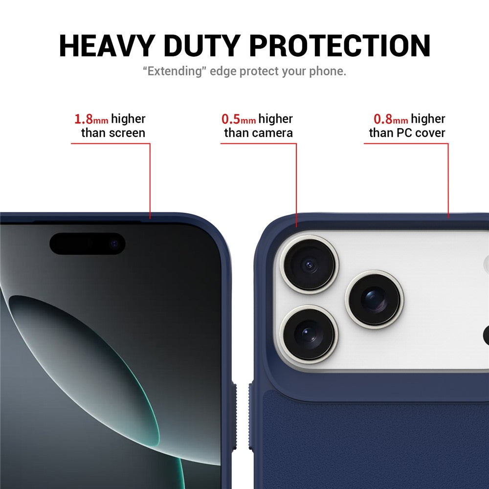 For iPhone 17 Pro Max Magnetic Case PC + TPU Phone Cover with Hidden Kickstand - Blue