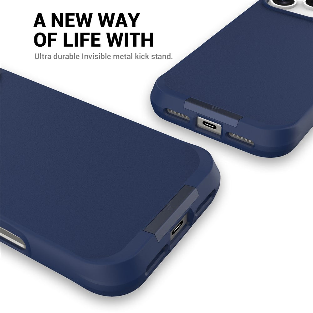 For iPhone 17 Pro Max Magnetic Case PC + TPU Phone Cover with Hidden Kickstand - Blue