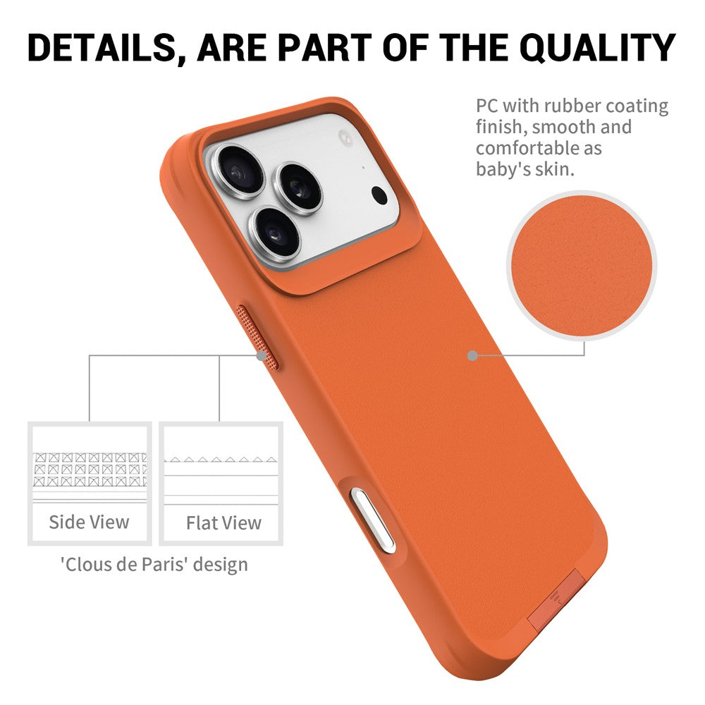 For iPhone 17 Pro Max Magnetic Case PC + TPU Phone Cover with Hidden Kickstand - Orange