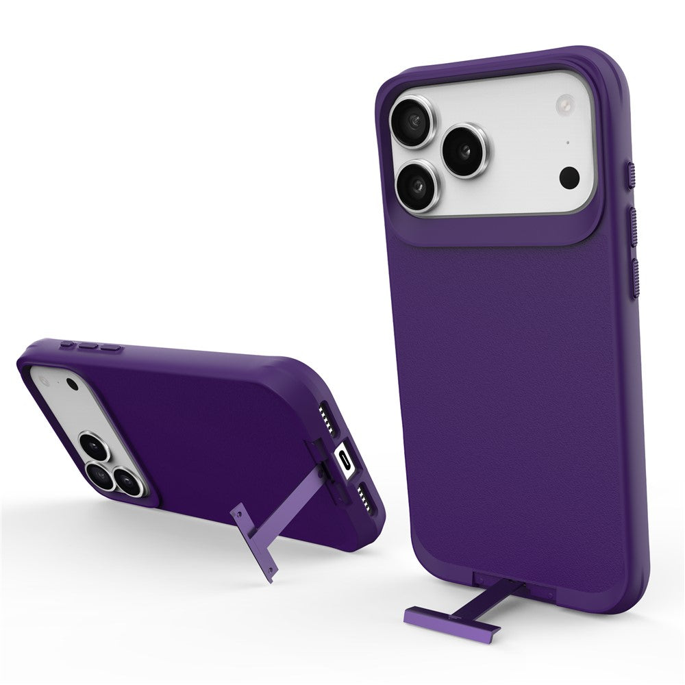 For iPhone 17 Pro Max Magnetic Case PC + TPU Phone Cover with Hidden Kickstand - Purple