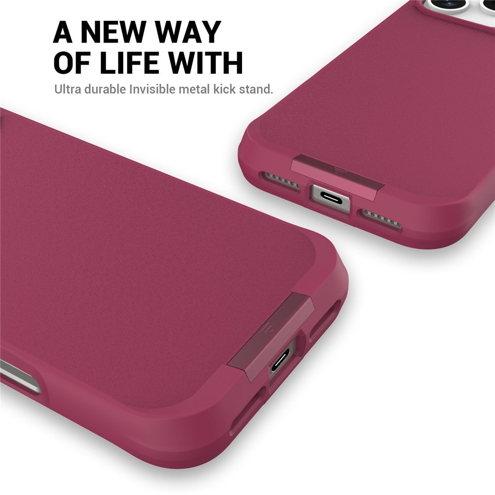 For iPhone 17 Pro Max Magnetic Case PC + TPU Phone Cover with Hidden Kickstand - Red