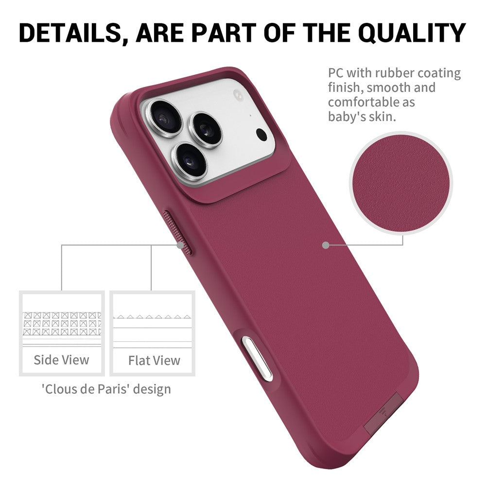 For iPhone 17 Pro Max Magnetic Case PC + TPU Phone Cover with Hidden Kickstand - Red