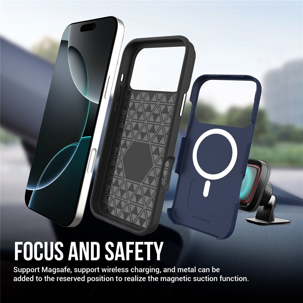 For iPhone 17 Pro Max Case Compatible with MagSafe Protective TPU+PC Phone Cover - Navy Blue