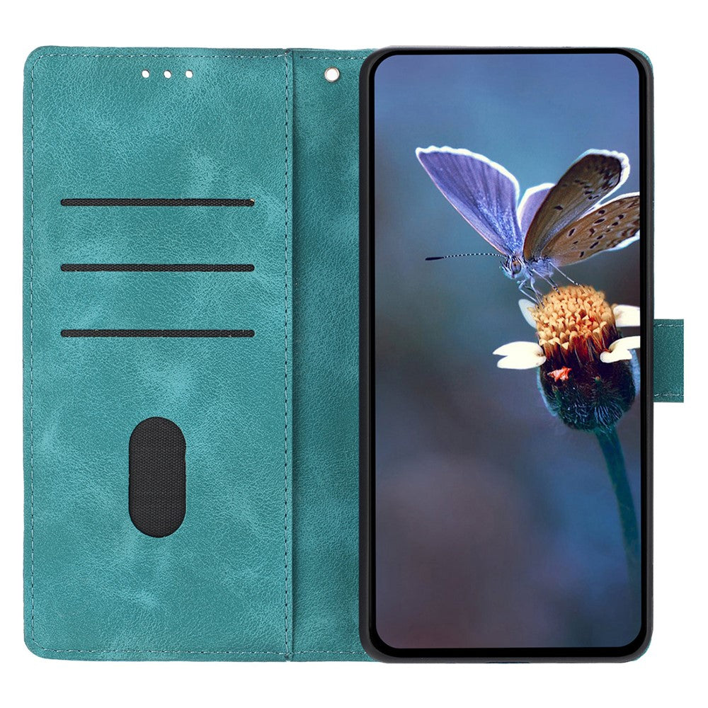 For iPhone 17 Pro Max Case Wallet Stand Imprinted Triangle Pattern Leather Phone Flip Cover - Green