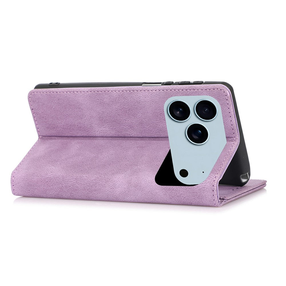 For iPhone 17 Pro Max Case Wallet Magnetic Closing Leather Flip Phone Cover - Purple