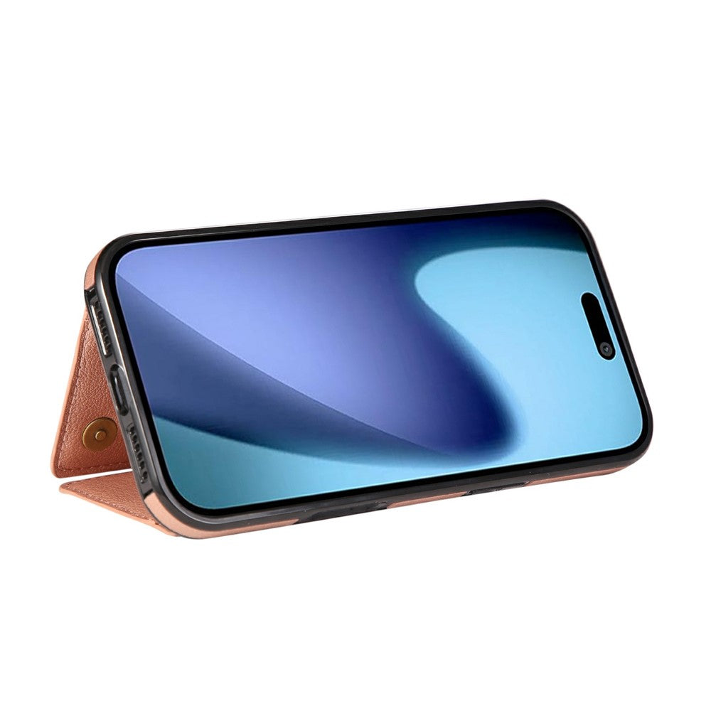 For iPhone 17 Pro Max Leather Back Cover Zipper Wallet Kickstand Phone Case with Shoulder Strap - Pink