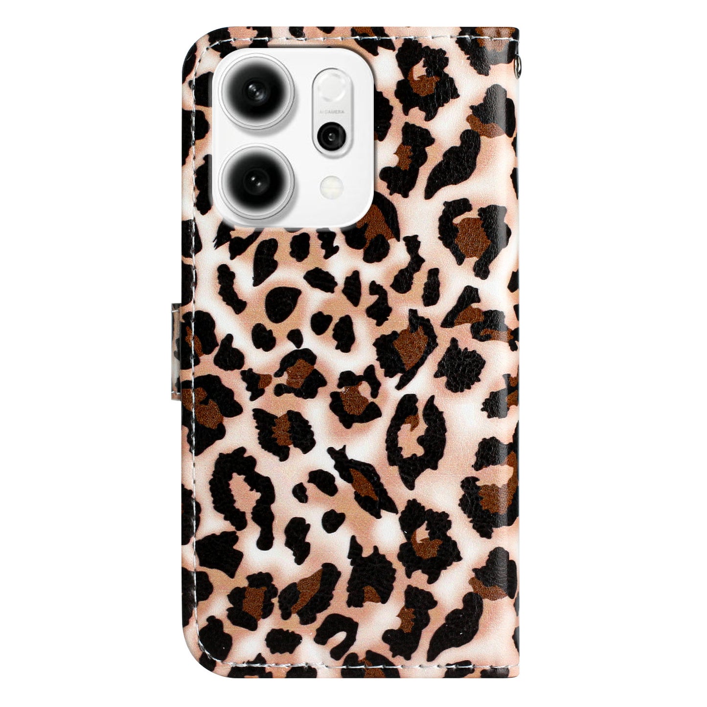 For Oppo Reno14 Pro 5G (Global) Wallet Case Printed Pattern PU Leather Stand Phone Cover with Strap - Leopard Print