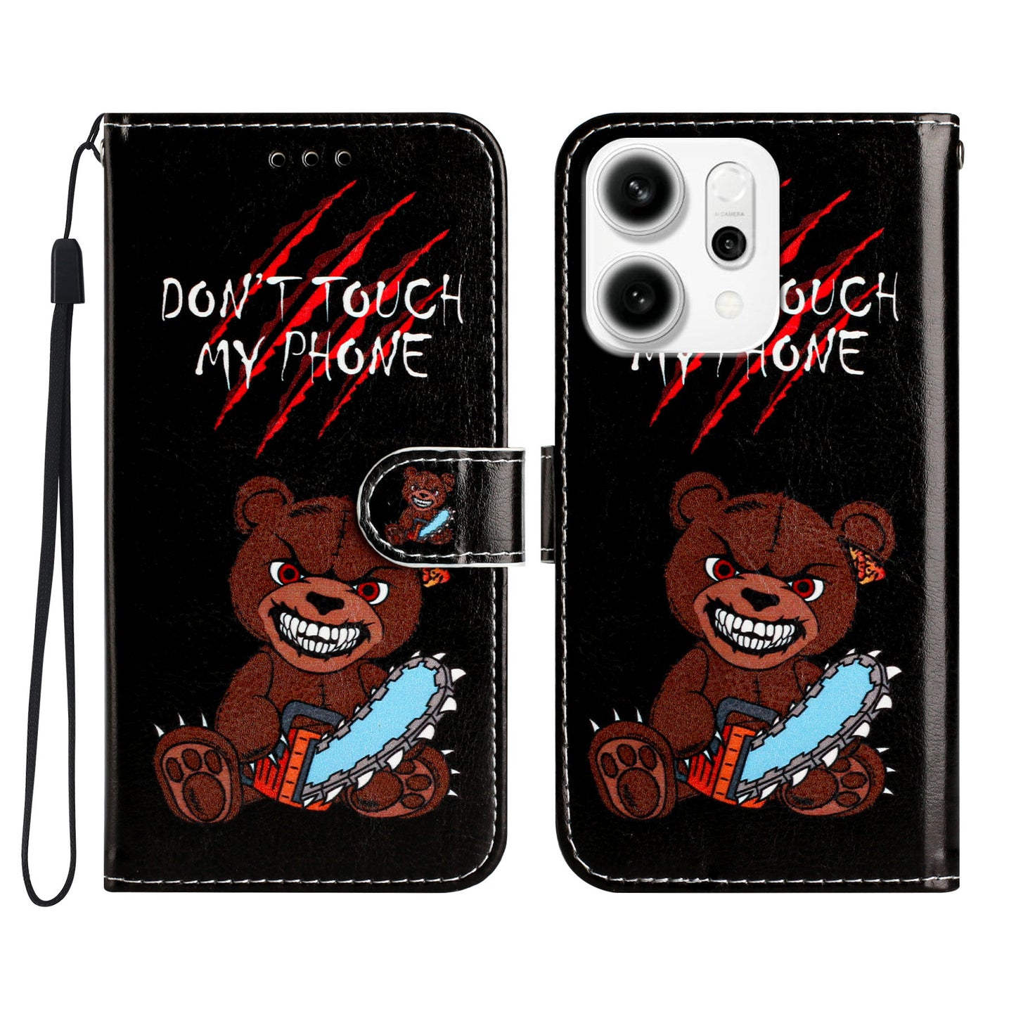 For Oppo Reno14 Pro 5G (Global) Wallet Case Printed Pattern PU Leather Stand Phone Cover with Strap - Don'T Touch My Phone