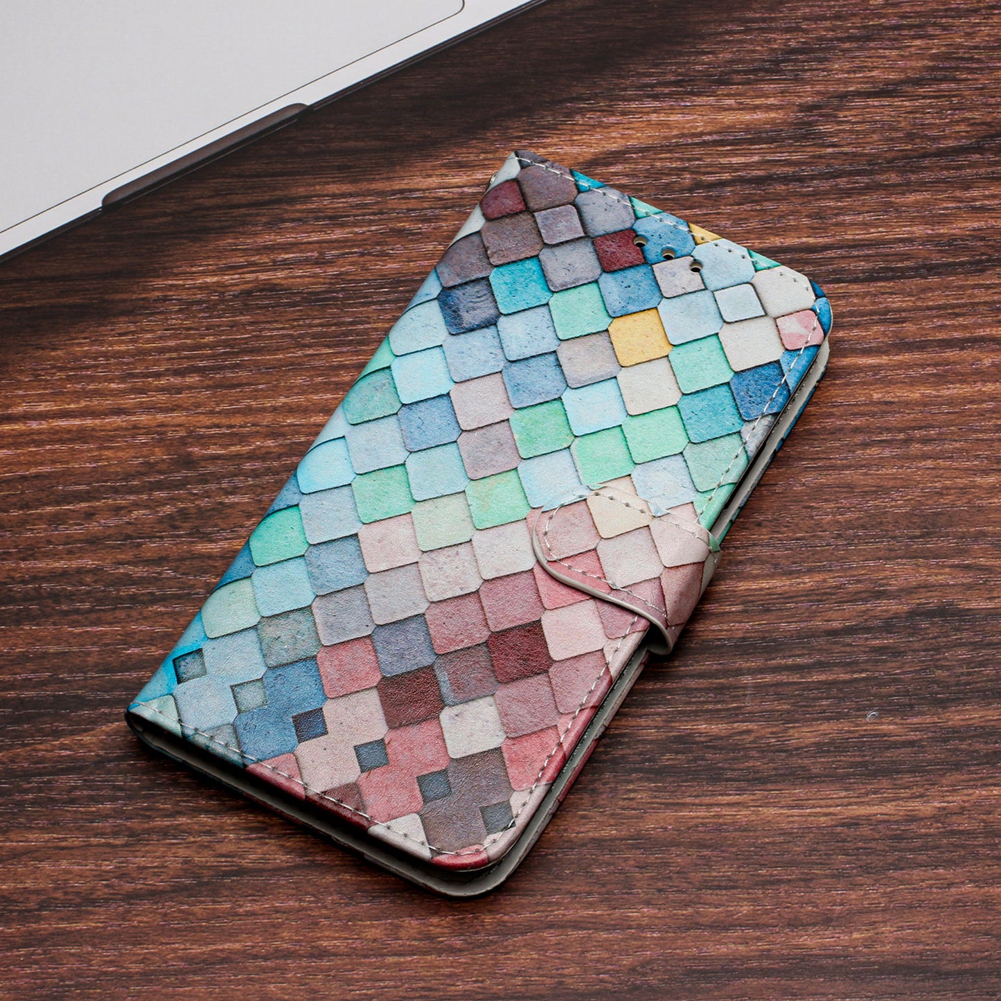 For Oppo Reno14 Pro 5G (Global) Wallet Case Printed Pattern PU Leather Stand Phone Cover with Strap - Grid