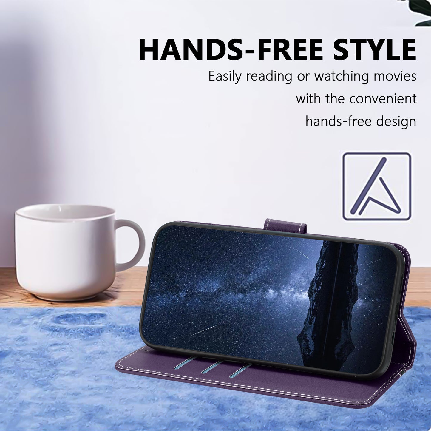 For iPhone 17 Pro Max Phone Cases Wallet Stand Color Splicing Leather Cover with Magnetic Clasp - Purple