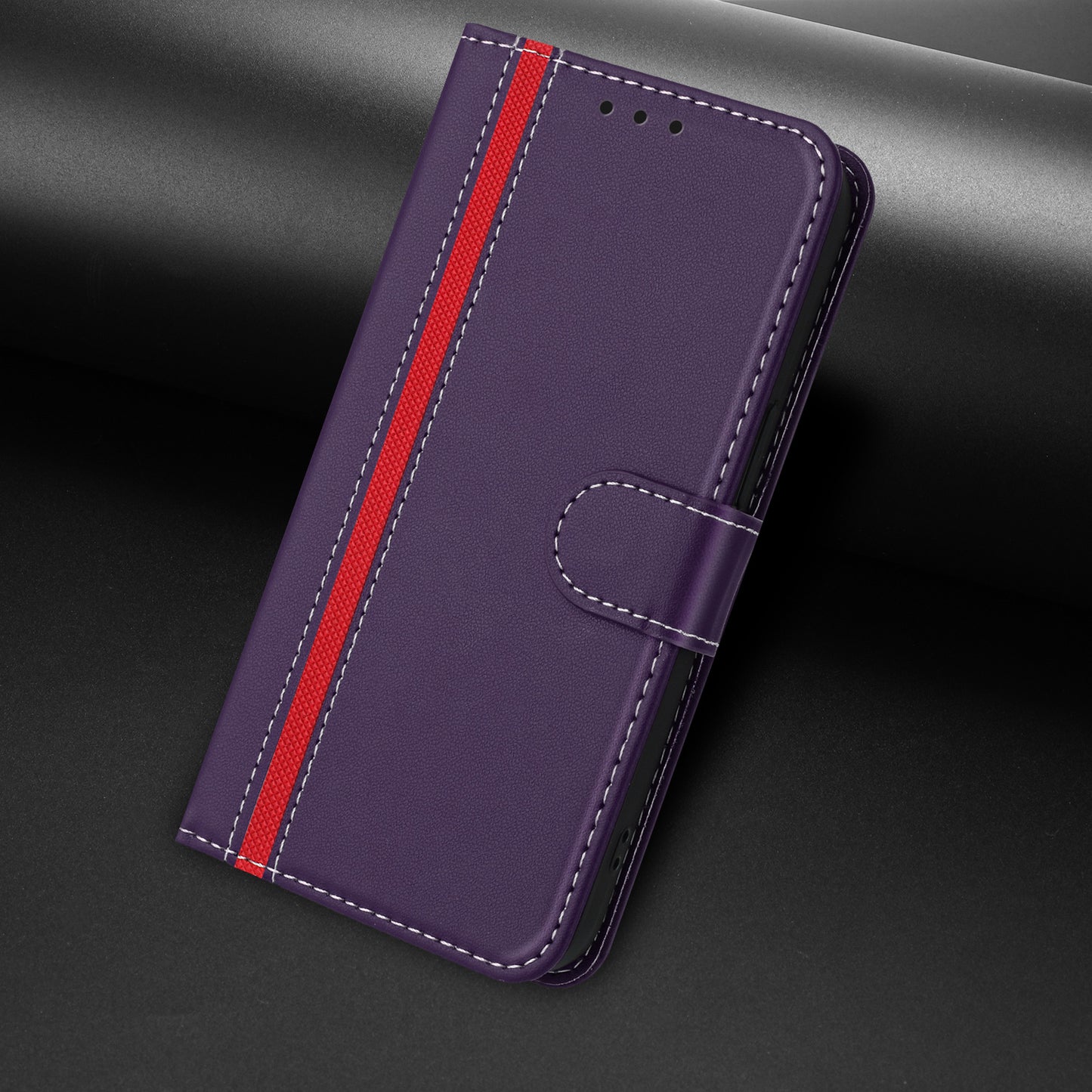 For iPhone 17 Pro Max Phone Cases Wallet Stand Color Splicing Leather Cover with Magnetic Clasp - Purple