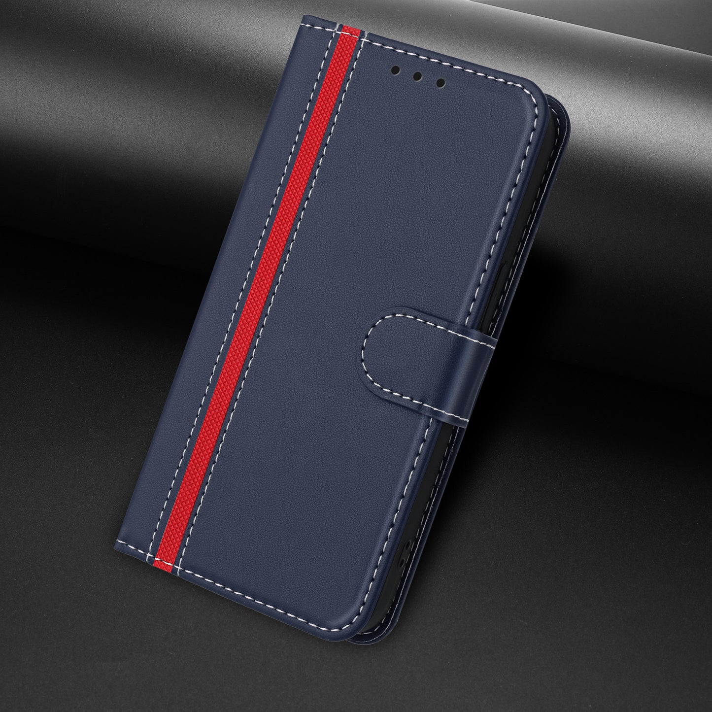 For iPhone 17 Pro Max Phone Cases Wallet Stand Color Splicing Leather Cover with Magnetic Clasp - Blue