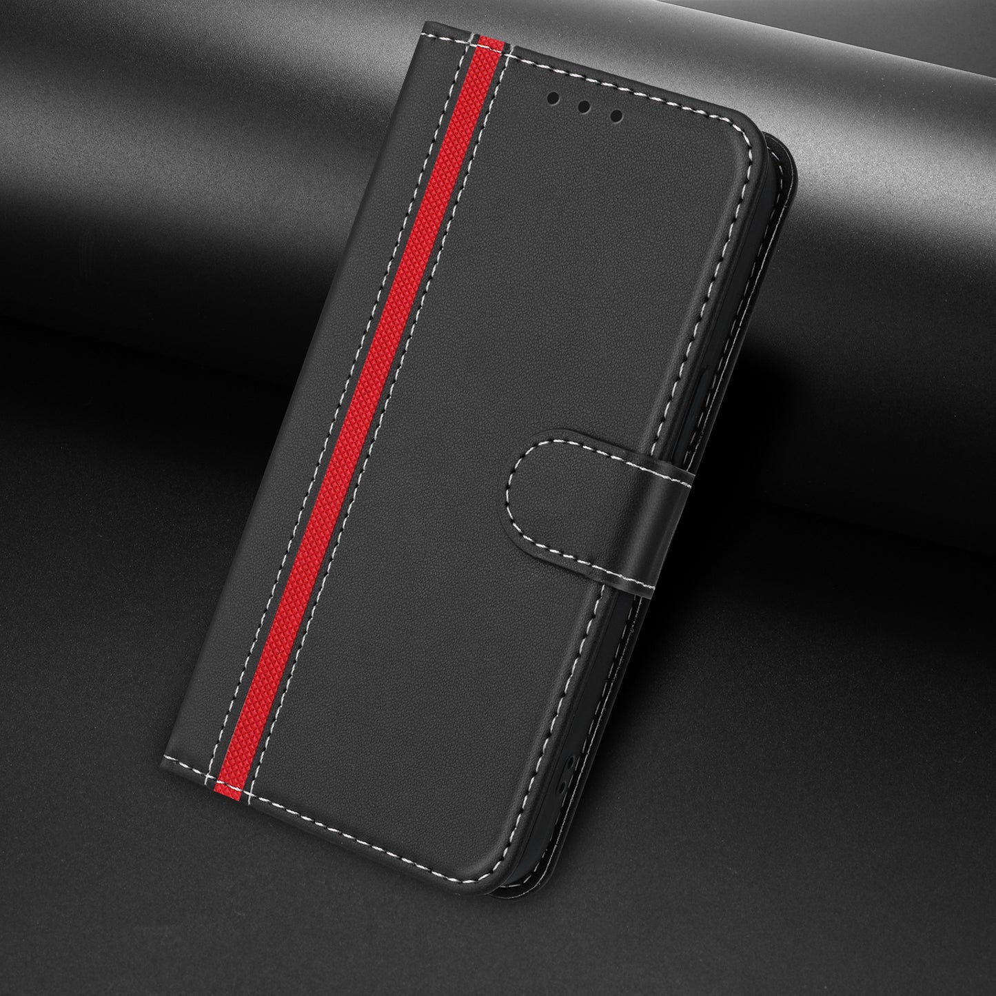For iPhone 17 Pro Max Phone Cases Wallet Stand Color Splicing Leather Cover with Magnetic Clasp - Black